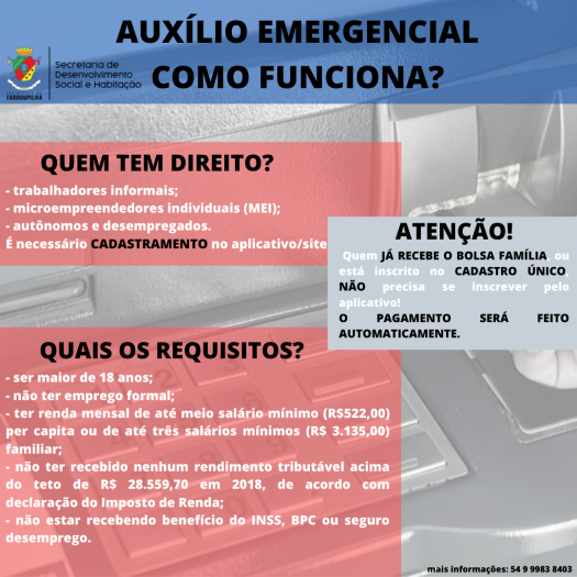 Quem recebeu o auxílio emergencial de R$ 600 em São Gabriel do