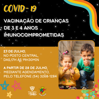 Covid-19: Farroupilha inicia vacinação de crianças imunocomprometidas de 3 e 4 anos 