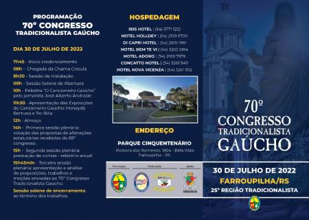 Farroupilha sedia o 70º Congresso Tradicionalista Gaúcho neste sábado