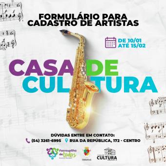 Casa da Cultura lança formulário que vai mapear artistas de Farroupilha