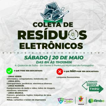 Segunda edição da Campanha de Recolhimento de Resíduos Eletrônicos será neste sábado