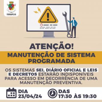 Sistemas online da Prefeitura de Farroupilha passarão por manutenção preventiva na terça-feira