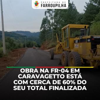 Obras de asfaltamento na FR-04 em Caravagetto seguem em andamento