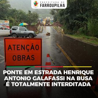Ponte em estrada Henrique Antônio Galafassi na Busa é totalmente interditada