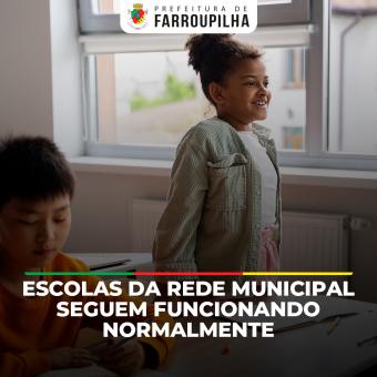 Escolas da rede municipal de ensino de Farroupilha seguem funcionando normalmente