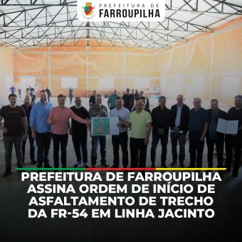 Prefeitura de Farroupilha assina ordem de início de asfaltamento de trecho da FR-54 em Linha Jacinto