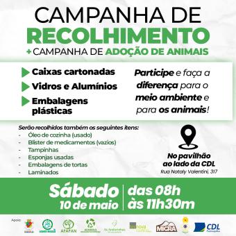 Campanha de recolhimento de vidros é transferida para o dia 10 de maio devido ao feriado