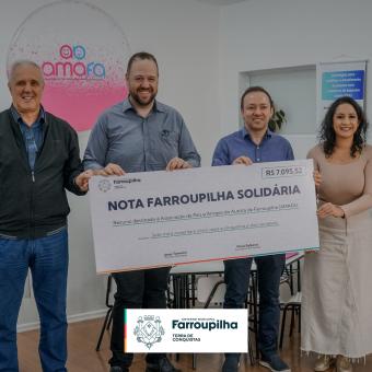 Farroupilha destina recursos para AMAFA através do Programa Nota Farroupilha Solidária Farroupilha destina recursos para AMAFA através do Programa Nota Farroupilha Solidária