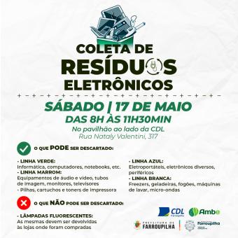 Segunda edição do ano da Campanha de Recolhimento de Resíduos Eletrônicos acontece no sábado Segunda edição do ano da Campanha de Recolhimento de Resíduos Eletrônicos acontece no sábado