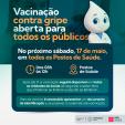 Vacinação contra a gripe será aberta a todos os públicos a partir deste sábado